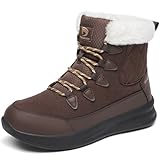 DANNTO Damen Winterstiefel Warme Gefütterte Schneeschuhe Winterschuhe Rutschfeste Schneestiefel Winterboots Kaffeefarbe，40