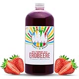 Rainbow Slush Sirup AZO FREI | 1 Liter Flasche | Konzentrat für Slushy Maker Eis Slushmaschinen Eismaschinen Getränke 1:5 bis 1:20 (Erdbeere)