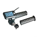 E-for-Fahrrad-Gasgriff-Paar mit LCD-Display und Hall-Sensor, ABS Elektro-Lenkergas für 36 V 48 V 60 V 72 V Systeme, zeigt Geschwindigkeit, Kilometerstand Spannung (A)