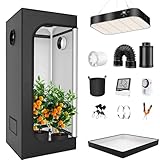 FBJAMZ Grow Tent Kit, LED Pflanzenlicht Vollspektrum Indoor Grow Tent, mit Timer/Hygrometer, Hydroponik Zelt, für Küche, Gemüse (50 * 50 * 100cm)