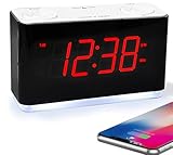 iTOMA Radiowecker mit Bluetooth, Dual Alarm, Dimmbare LED Anzeige, 16-Stufen Lautstärke, FM Radio mit Sleep Timer, Nachtlicht, Snooze, 12/24H CKS507U