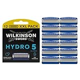 WILKINSON SWORD - Hydro 5 Rasierklingen für Männer | Feuchtigkeitsspendendes Gel und umklappbarer Trimmer |Rasierklingen 12er-Pack