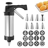 SONAXO Cookie Press Edelstahl Cookie Press Multi Pattern Cake Decorating Stamper, for DIY Biscuit Maker Cakes and Decoration.