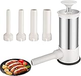 Lixiin Wurstfüller Manuell, Sausage Stuffer, Manuelle Wurstmaschine , Wurstfüllmaschine, Sausage Maker, Wurstpress mit 4 verschiedene Füllrohre (2.2 L)