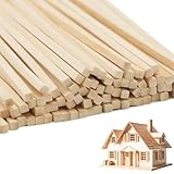 60 Stück quadratische Holzstäbchen – Unbearbeitete Dübelleisten (5 x 5 x 305 mm) – Ideal für Bastelprojekte, Kunst und Holzarbeiten – Perfekt für kreative DIY-Ideen und Modellbau