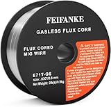 FEIFANKE Fülldraht Ohne Gas 0.8MM, 1KG - E71T-GS Universal Schweißdraht MIG MAG Drahtrolle D100 für Schweißgerät, 1 Rollen