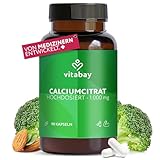 Vitabay Calciumcitrat hochdosiert 1000 mg VEGAN - 90 Kapseln hochdosiertes Calcium Citrate - Calcium Calziumkapseln hochdosiert 1000 mg Calzium Calcium Kapseln Kalzium hochdosiert Kapseln