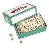 Dhqkqg Majongsteine Spiel, Mini Mahjong Spiel, Mini Traditional Chinese Riichi Mahjong Set with 144 Majong Toys, Chinese Majong Game Set for Leisure Travel Party Family Games