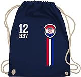 Fussball WM 2022 Fanartikel - 12. Mann Kroatien Fan-Shirt - Unisize - Navy Blau - kroatien shirts - WM110 - Turnbeutel und Stoffbeutel aus Baumwolle