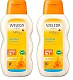 WELEDA Bio Baby Calendula Cremebad - veganer Naturkosmetik Badezusatz mit Mandelöl & Sesamöl pflegt die Haut & schützt sie vor dem Austrocknen. Baby Bad ohne Tenside für Babys & Kinder (1x 200ml)