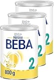 BEBA 2 Folgemilch nach dem 6. Monat, Babynahrung mit 5 HMO Komplex, nur Laktose, ohne Palmöl, 3er Pack (3 x 800g)