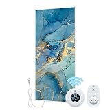 BR Bringer Bild Infrarotheizung mit Rahmen - Bildheizung mit UV Druck - 60x120x1,8cm - Fluid Art Marmor Optik, blau