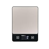 MAUL Briefwaage MAULlibra 19,7x14,7 cm | Waage bis 5kg belastbar | Moderne Küchenwaage mit 1g Teilung | Automatische Nullstellung und Abschaltautomatik | Inklusive Batterien | Schwarz