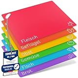 Mainmaison Schneidebretter Schneidematten 6er Set, flexibel, spülmaschinenfest, BPA-Frei, rutschfest, lebensmittelecht, Kunststoff, Lebensmittel-Symbole und Schrift, Küche, Extrastark, 38 x 30,5 cm