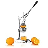 Mahlzeit Edelstahl Saftpresse manuell | Hebel Zitruspresse | Handpresse, Fruchtsaftpresse, Orangenpresse, Zitronenpresse für mehr Saft | Entsafter für Orangen, Zitronen, Limetten (Silber)