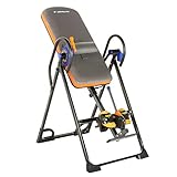 EXERPEUTIC 975SL 'All Inclusive' Inversionstisch mit extra Kapazität, mit Soft-Knöchelpolstern, Surelock und iControl-Systemen, Kühles Grau und Orange, Schwarz