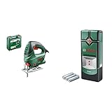 Bosch Home and Garden Stichsäge PST 650 (500 Watt, Schnitttiefe in Stahl/Holz 4mm/65mm, im Koffer) Grün & Ortungsgerät Truvo (Ein-Knopf-Bedienung für einfache Nutzung, Strom & Metall Leitungssucher)