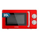 Cecotec Mechanische Mikrowelle Proclean 3010 Retro Red, 20L, 700W, 6 Stufen, Einstellen der Zeit 30 Min Timer, Auftaumodus, Vintage Design Rot, Edelstahl, Innenbeleuchtung, Retro-Design
