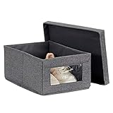 LOVE IT STORE IT Premium Aufbewahrungsbox mit Deckel - Staubgeschützte Schuhbox mit Sichtfenster - Platzsparend stapelbar - Grau - 23x34x15cm