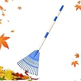 Gartenlaubrechen mit 14 Zähnen - Rasenrechen für Terrasse - Tragbarer Besen für Rasen Terrasse Kies Garten Camping Outdoor