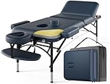 DOVANS Professionelle Massageliege, tragbar, 3-fach faltbar, Premium-Memory-Schaum, Aluminium-Bein, hält bis zu 500 kg, 8 Höhen, verstellbar, mit Tragetasche, Blau