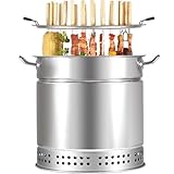 Vertikaler rauchfreier Holzkohlegrill - Inklusive 20 Spieße für 360° Braten, perfekt für Outdoor- und Camping-Kochen