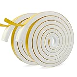 Moosgummi Selbstklebend Weiß Dichtungsband Selbstklebend 12 mm(B) x12 mm(D) Schaumstoff Klebeband für Fenster Türen Siegel Anti-Kollision Schalldämmung 2 Rollen je 2 m lang