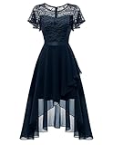 Wedtrend Damen Vokuhila Abendkleid Damen Ballkleider Elegant für Hochzeit Midi Hochzeitsgast Hi-Lo Frühlingskleidung Cocktailkleid WT0303NavyM