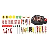 Fonowx 47-teiliges BBQ-Grill-Spielset, Barbecue-Küche, Kochspielset, Küchenspielzeug-Set für Mädchen und Jungen