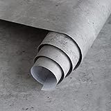 JSEVEM 40CM×3M Grau Tapete Selbstklebend Betonoptik Klebefolie Hellgrau Klebetapete Selbstklebende Beton Wandpapier Graue Betontapete 3d Effekt Vinyl Tapeten Folie für Möbel Wandfolie Küche Wohnzimmer