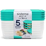 Sistema NEST IT Frischhaltedosen Meal Prep Boxen, 1,9 l, luftdichte Vorratsdosen mit Fächern und Deckeln, BPA-Frei, Grün, 5 Stück