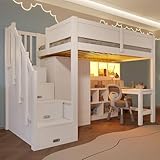 ZIDEY Etagenbett 90x200 mit Schreibtisch & Regal &...