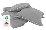jilda-tex Luxus Perkal Premium-Bettwäsche aus Eukalyptus 100% Lyocell Tencel™ Piping Zertifiziert nachhaltig (Dunkelgrau, 1 TLG. 135x200cm)