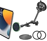Tablet Halterung Auto Magnet [Verstellbarer Metallarm] Armaturenbrett Windschutzscheibe Autohalterung Saugnapf, Magnetisch Auto Halter für iPad, Galaxy Tab, Fire, iPhone, 4-11' Handys & Tablets