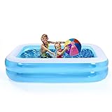 Aufblasbarer Pool Aufblasbares Schwimmbecken Aufblasbares Pool Garten Planschbecken Quadratisches Aufblasbares Pool Family Pool Swimming Rectangular für Garten Outdoor Wasserparty Blau 128*85*45cm