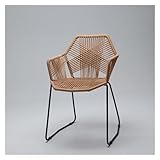 UYDJAKX Rattan-Esszimmerstuhl, Rattanstuhl, Freizeitstuhl für den Außenbereich, moderner Stuhl mit Rückenlehne für Café, Esszimmer, Wohnzimmer, Schlafzimmer (Braun) Star of Light