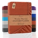 NatureMark Winter Thermo Fleece Spannbettlaken, Spannbetttuch in vielen Farben und Größen Winter Bettlaken, Spannbettlaken 140 x 200 cm bis 160 x 200 cm - terrakotta