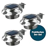 EASYmaxx Solar-Dachrinnenleuchten 3er Set, Edelstahl |...