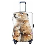 ZSUUGJ Groundhogs Reisegepäckabdeckungen für Koffer, Motiv: Murmeltiere, Blumen, elastischer Kofferschutz, kratzfest, Spandex, passend für Gepäck von 45,7 - 81,3 cm, Schwarz, Größe L, Schwarz, Large