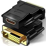 Retoo DVI-D auf HDMI Adapter mit 1080p und Audio, Bidirektional DVI-Stecker auf HDMI-Buchse Konverter FHD, Digital Compact AV Adapter für PC, Monitor, Projektor, Computer, Xbox und Mehr, Schwarz