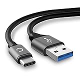 CELLONIC® K1HY24YY0021 USB Kabel 2m kompatibel mit Panasonic Lumix DC-GH5 DC-GH5s Lumix DC-S1 DC-S1H Lumix S1 Ladekabel USB C Type C auf USB A 3.0 Datenkabel 3A grau PVC