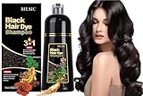 GFEUGS Schwarz Haarfärbeshampoo, Black Hair Dye Shampoo 3 IN 1 Gegen Graue Haare - Instant Hair Color Shampoo for Women Men - Herbal Ingredients, Black Hair Dye Coloring in Minutes(500ML) (Schwarz)