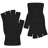 Fingerlose Handschuhe Unisex 2 Paar, Moseem Warme Winter-Handschuhe Fingerlos,Halbfinger Handschuhe Fingerhandschuhe ohne Fingerkuppen für Kinder und Erwachsene(Schwarz&Schwarz)