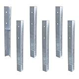 Wickey SolidLock Winkelanker aus feuerverzinktem Stahl für Spieltürme, Schaukeln, Stelzenhäuser - 6er-Set Anker inklusive Schrauben - Bodenanker, Erdanker 500x45x45 mm