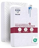 Utopia Bedding Matratzenschoner 100 x 200 x 30 cm Wasserdicht, Oeko-TEX Zertifiziert Matratzenauflage Atmungsaktive, Matratzenschutz, Rundum Elastisch Weiß