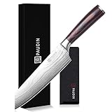 PAUDIN Santokumesser 20 cm, Japanisches Kochmesser Kiritsuke, Scharfes Küchenmesser aus Hochkohlenstoff Edelstahl, Ergonomischer Griff, Perfekt für Fleisch, Fisch & Gemüse