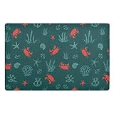 linqin Fußmatte mit Krabben, Muscheln, Seetang, Sternen, 81,3 x 50,8 cm, rutschfeste Gummi-Matte, für den Außenbereich, ultradünn, für Flur, Küche, Urlaubsdekoration