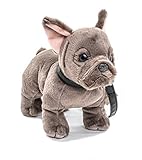 Uni-Toys - Französische Bulldogge (grau) mit Leine - 26 cm (Länge) - Plüsch-Hund, Dogge, Haustier - Plüschtier, Kuscheltier