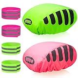 Newofview 2 Stück Regenschutz Fahrradhelm mit 4 Stück Hosenklammer Fahrrad, Fahrradhelm Regenschutz und Fahrrad Hosenklammer für Ausflüge Reisen und Fahrten