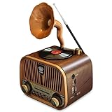 Retro Radio Klein AM/FM/SW, Nostalgie Radio mit Bluetooth, Unterstützt USB/TF/AUX Funktion, Tragbar Küchenradio mit 1200mAh Akku, Großem 5-W-Lautsprecher, für Zuhause Büro Outdoor